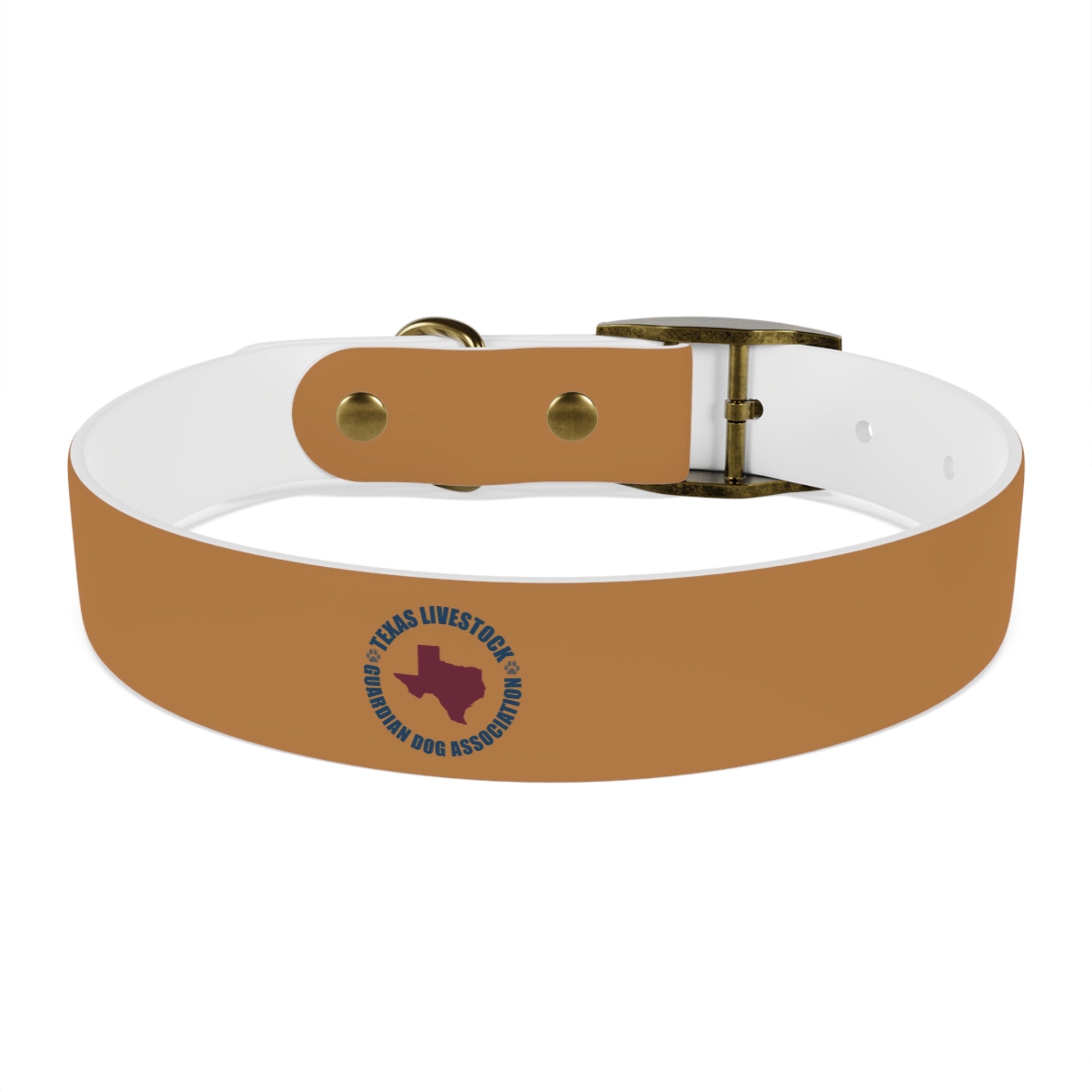 Leather Dog Collar with Texas Livestock Association Logo — Durable Brown Pet Collar