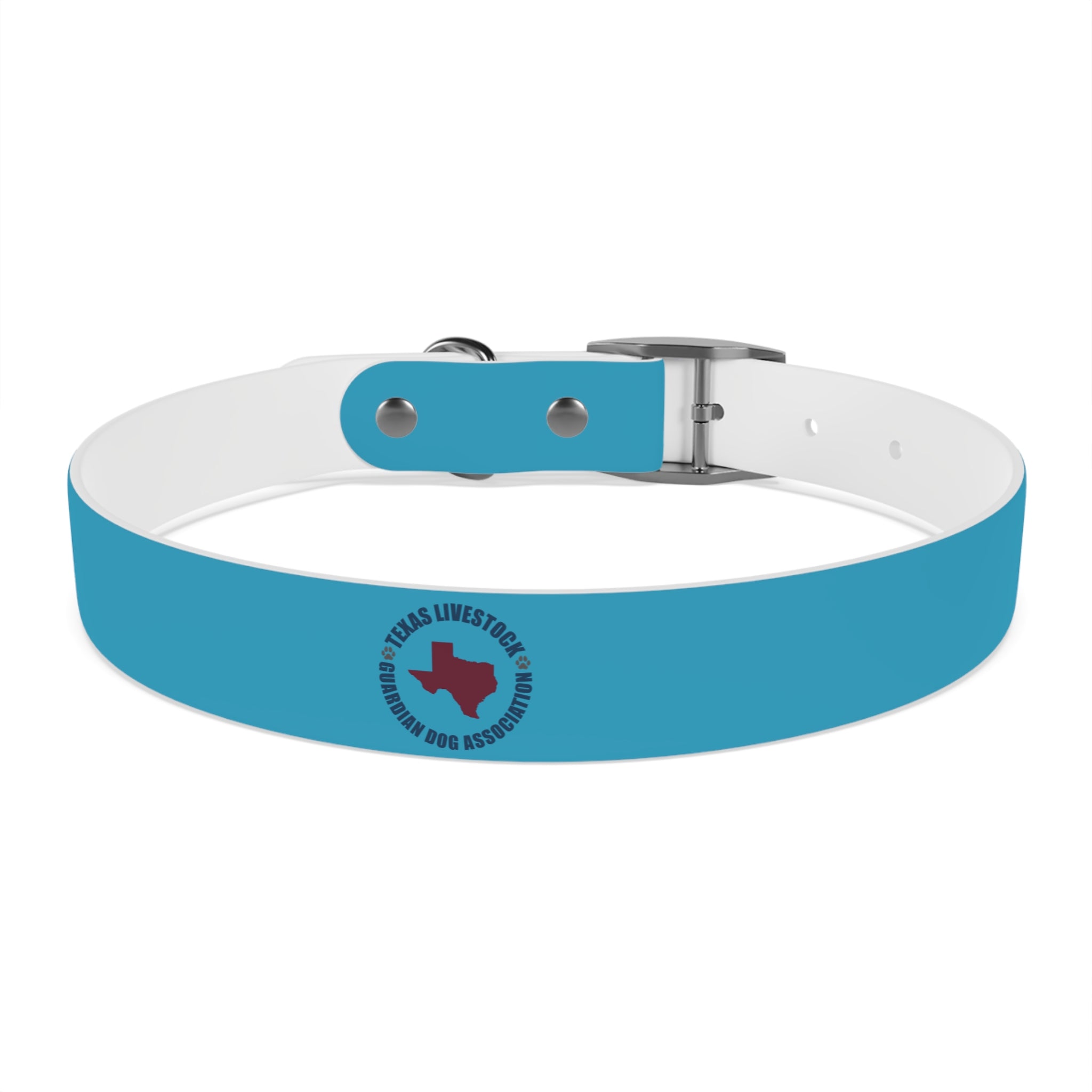 Blue Custom Dog Collar with Texas Livestock Association Logo