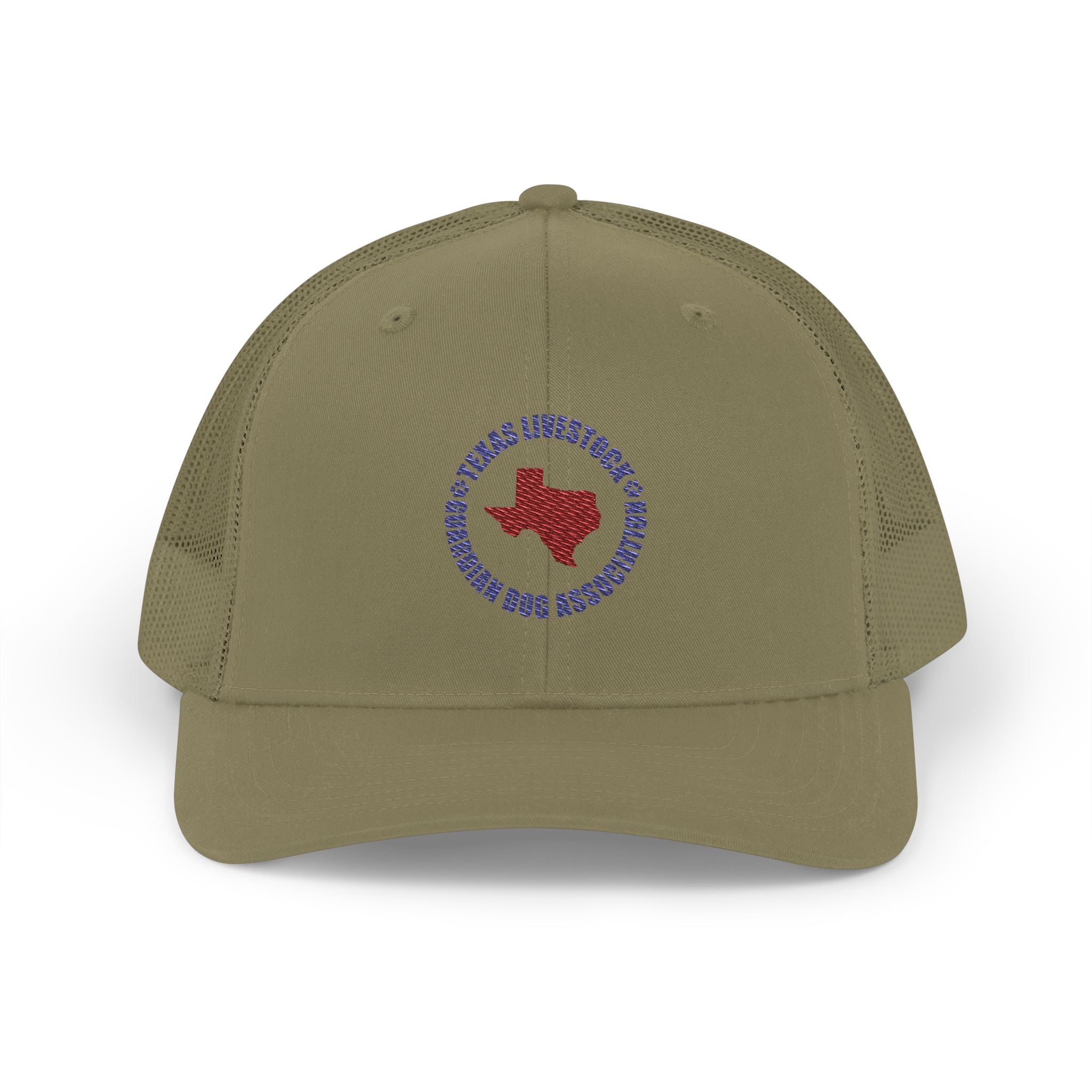 Texas Map Embroidered Trucker Hat — Red & Blue Patriotic Snapback