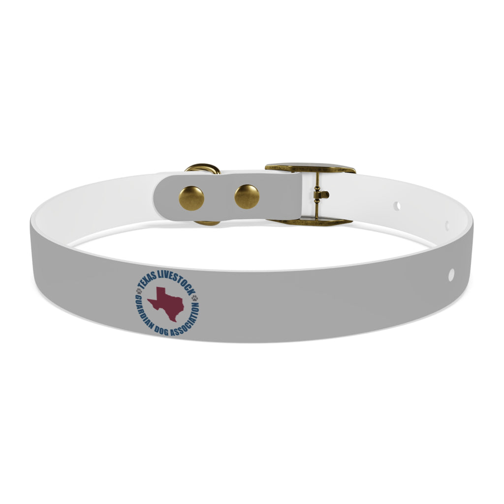 Customized White Dog Collar with Texas Livestock Association Logo