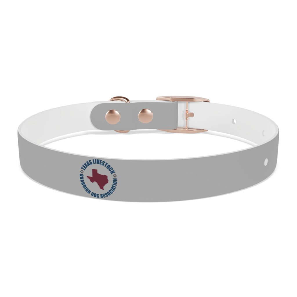 Customized White Dog Collar with Texas Livestock Association Logo
