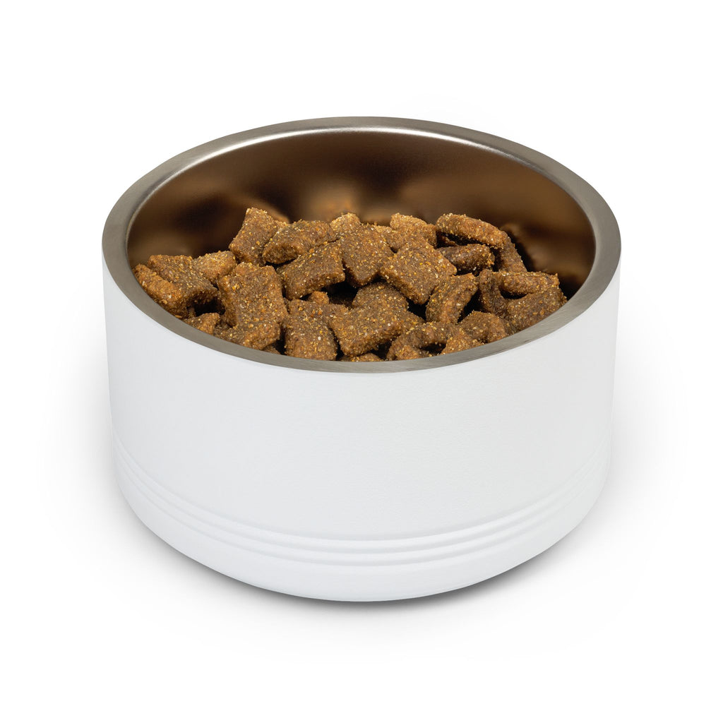 Stainless Steel 18oz Pet Bowl — Modern White Ceramic-Look Dog & Cat Feeder