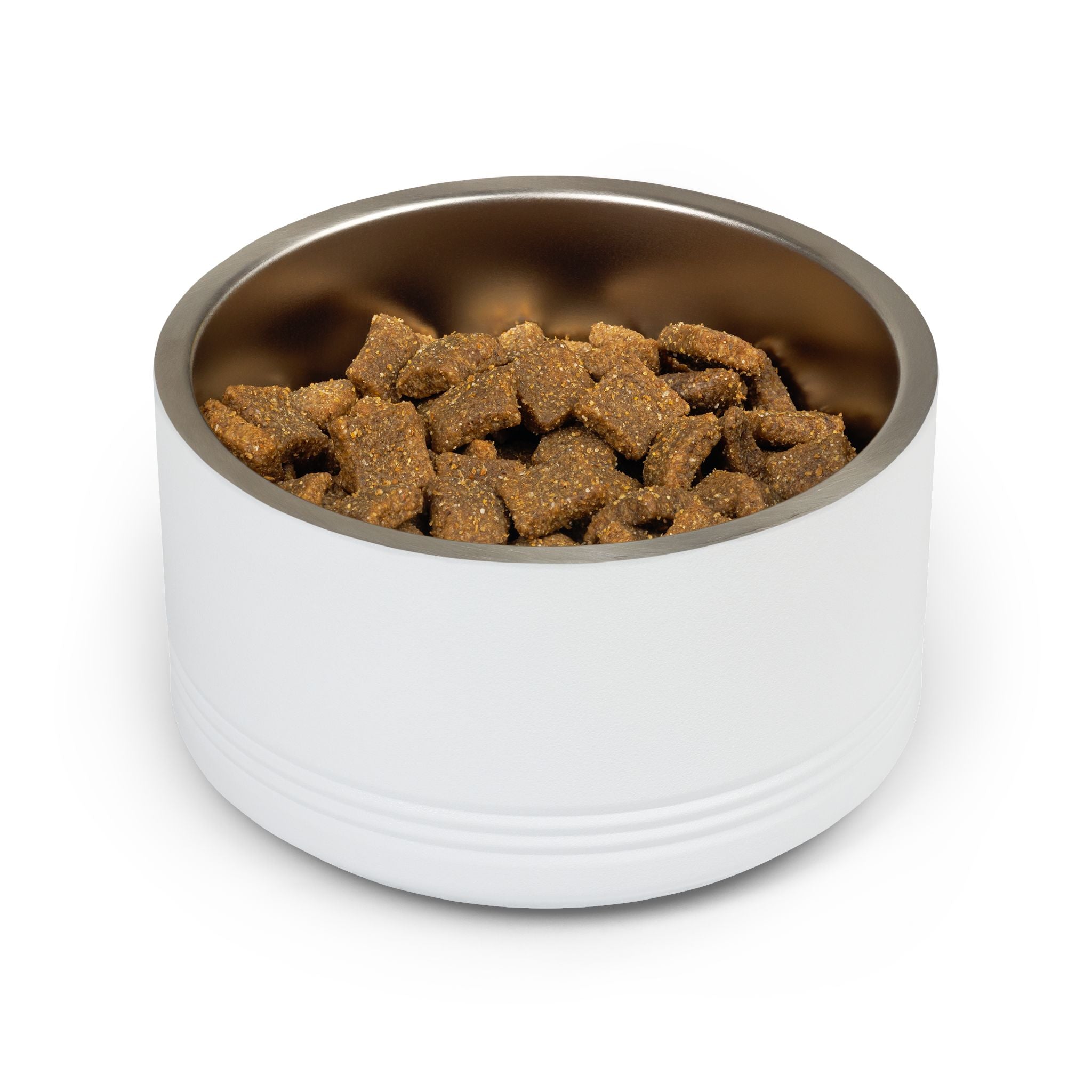 Stainless Steel 18oz Pet Bowl — Modern White Ceramic-Look Dog & Cat Feeder