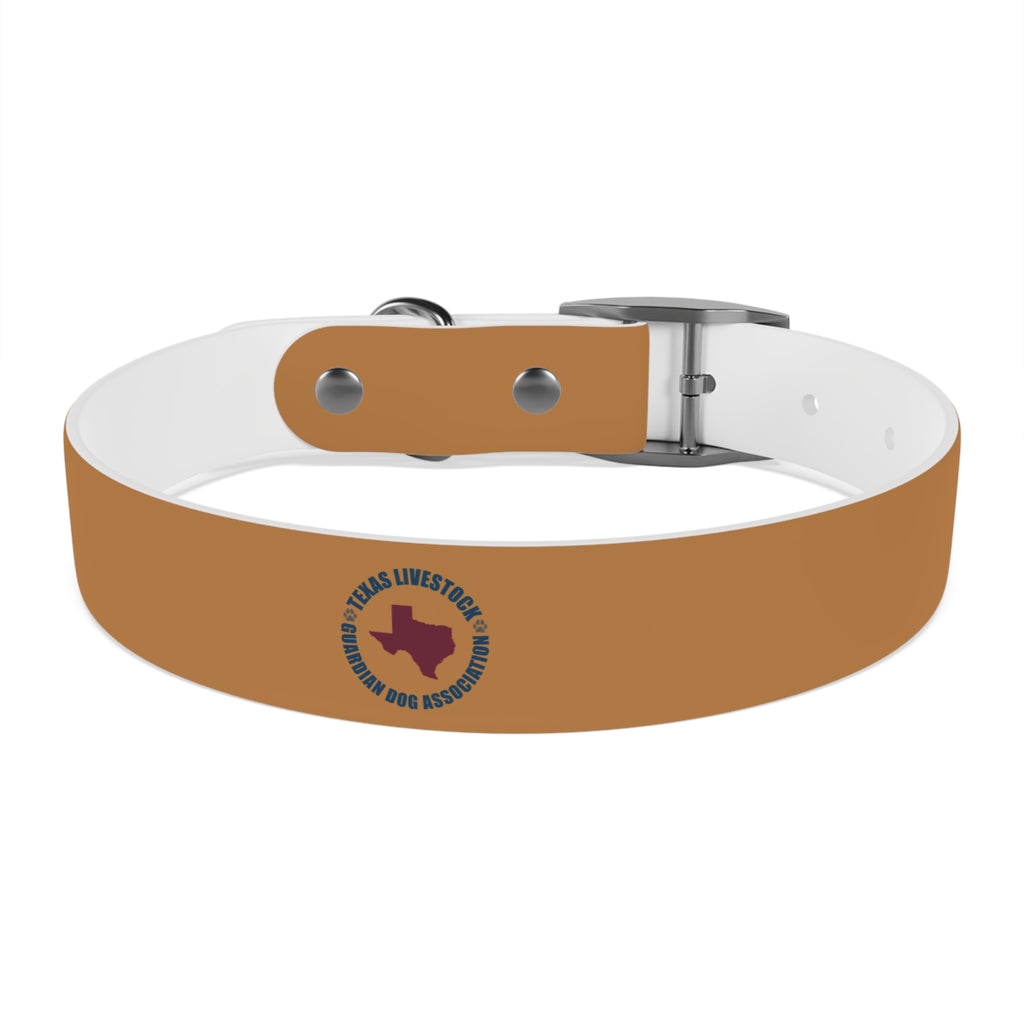 Leather Dog Collar with Texas Livestock Association Logo — Durable Brown Pet Collar